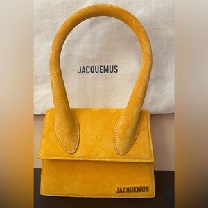Jacquemus MEDIUM Vibrant Orange/Peach Suede Le Chiquito Moyen Bag   Authentic